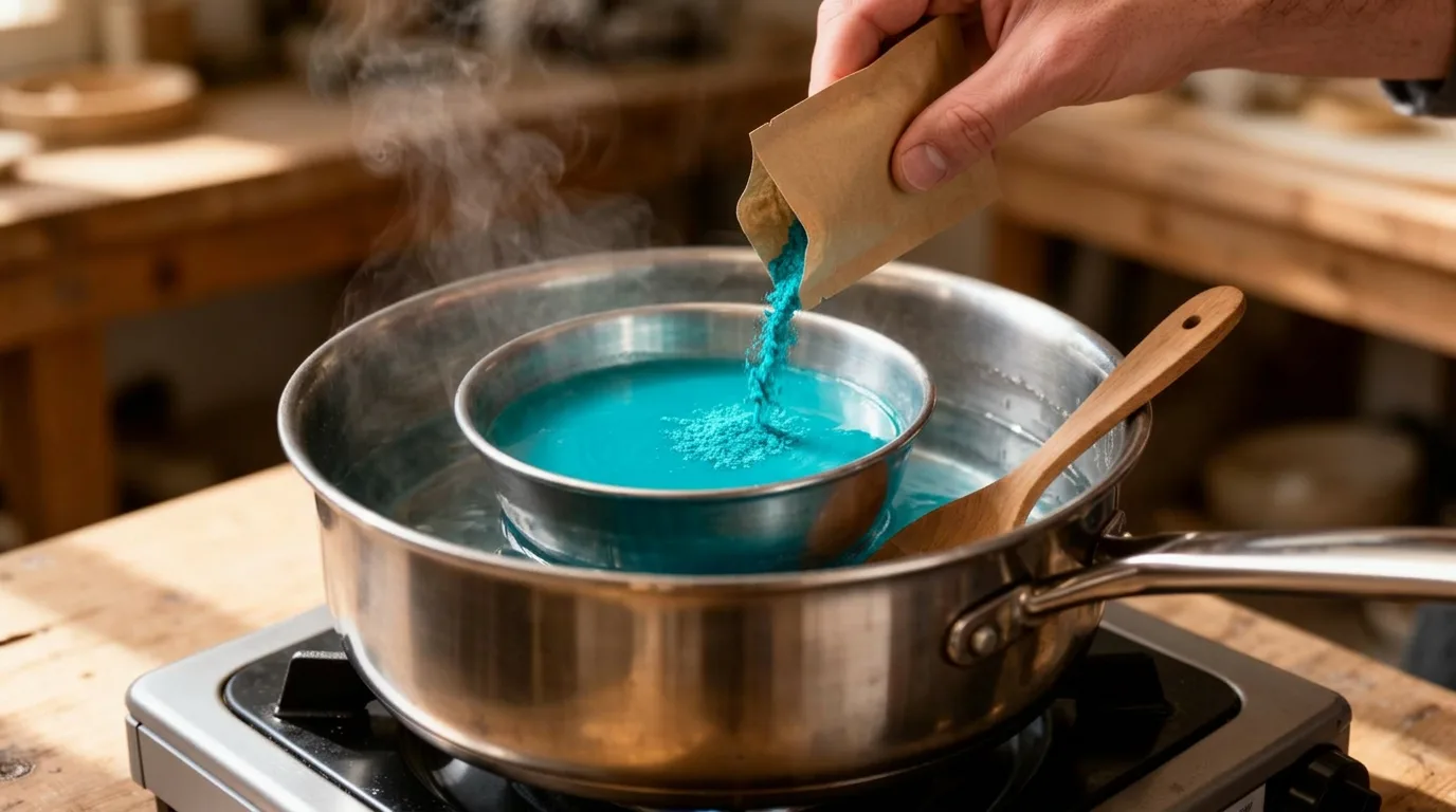 Mains mélangeant la wax